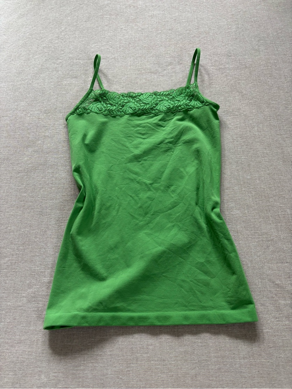 The Limited Y2K Style Green Lace-Trim Camisole